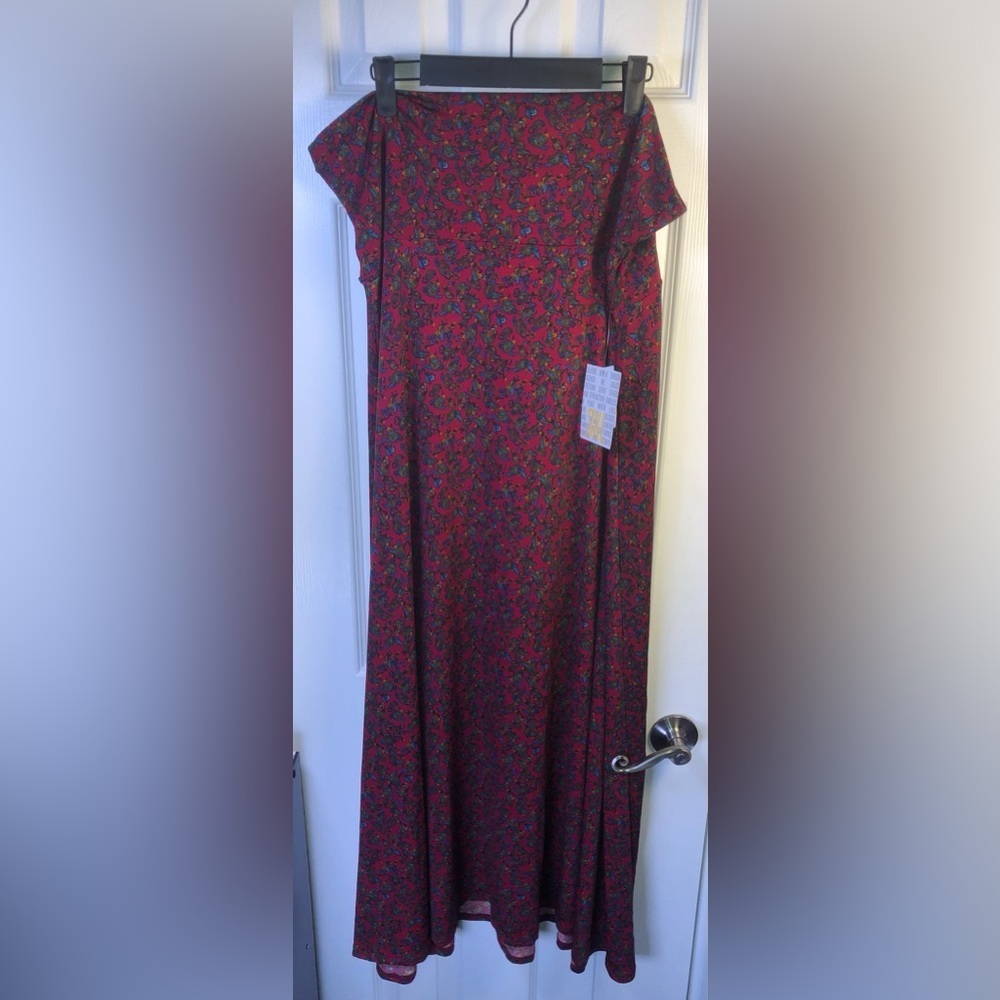 LuLaRoe Red Floral Maxi Skirt - Picture 4 of 12